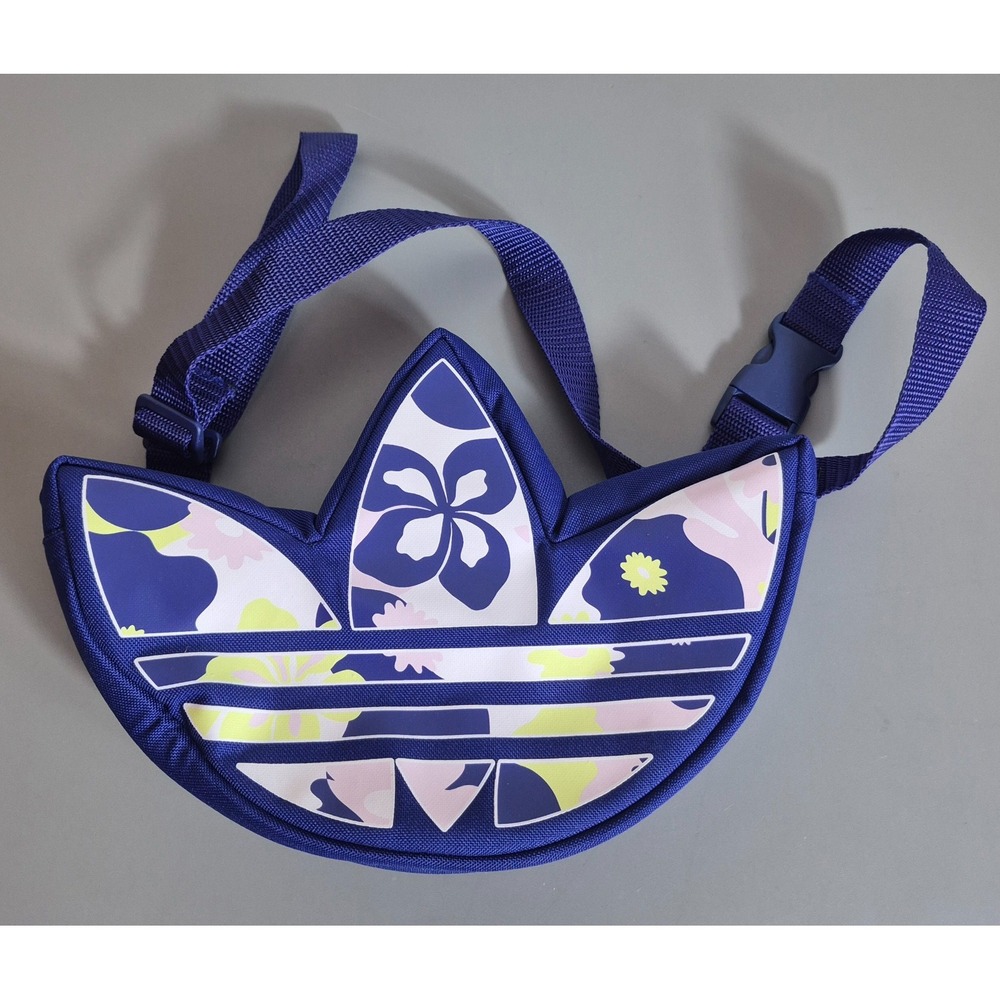 Adidas Trefoil Fanny Pack Crossbody Bag Blue Floral NEW NWOT